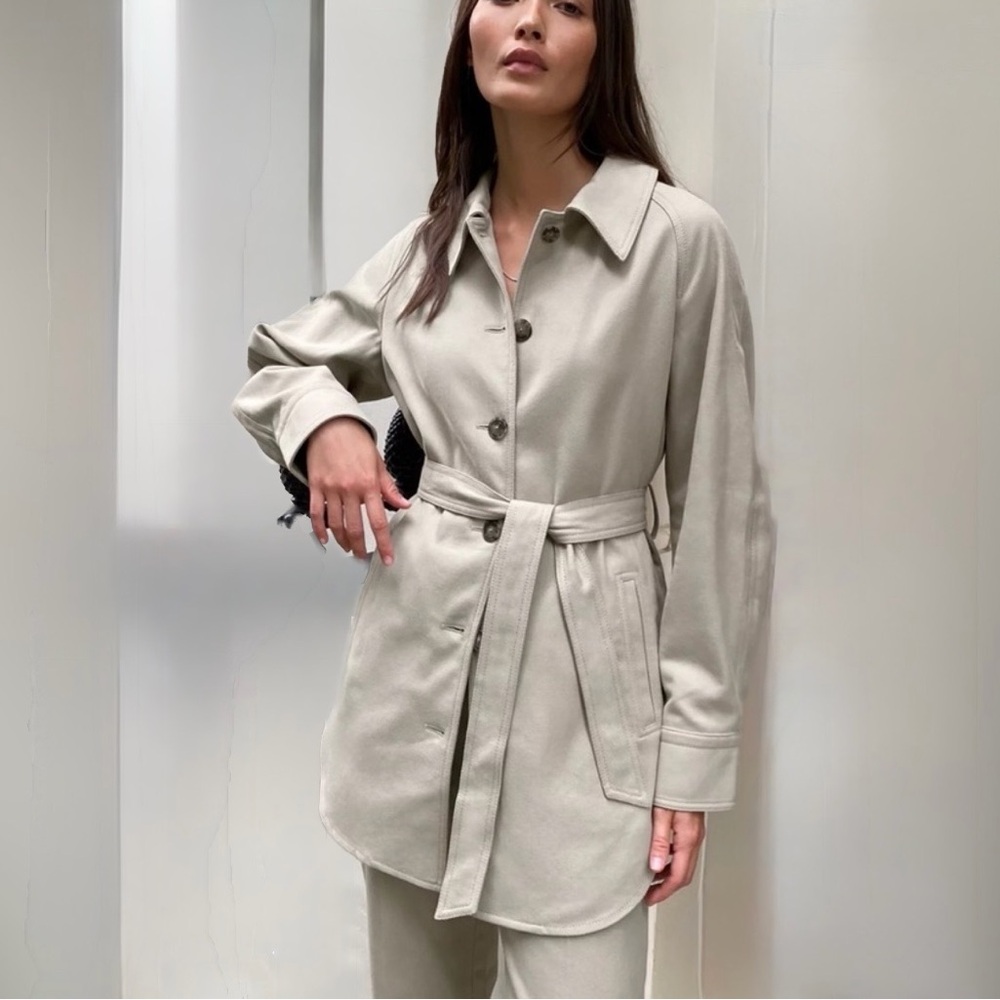Babaton Light Gray Belted Trench Coat | Size XS NWOT